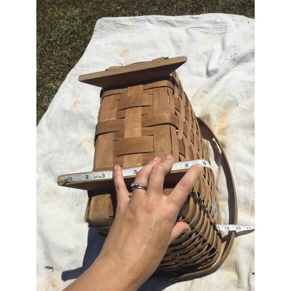 Wicker basket bathroom organizer magazine holder blanket handle farmhouse rustic - Picture 12 of 12